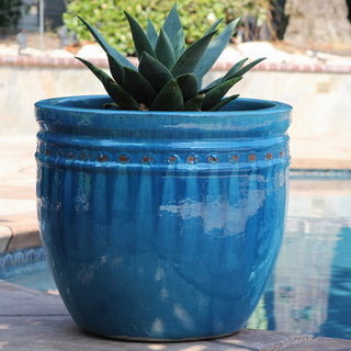 Caribbean Blue Pottery with Decorative Edge
