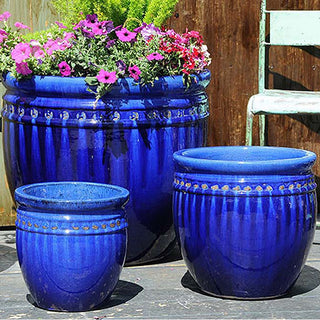 Mediterranean Blue Pottery with Decorative Edge