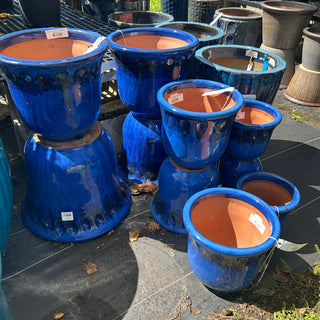 Flora Bell Planter - Blue Drip