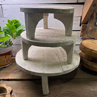 White Round Wood Stands