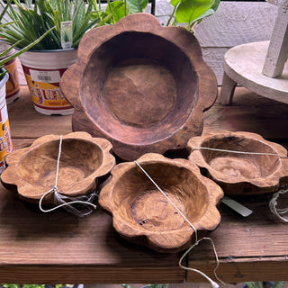 Natural Flower Wood Bowl